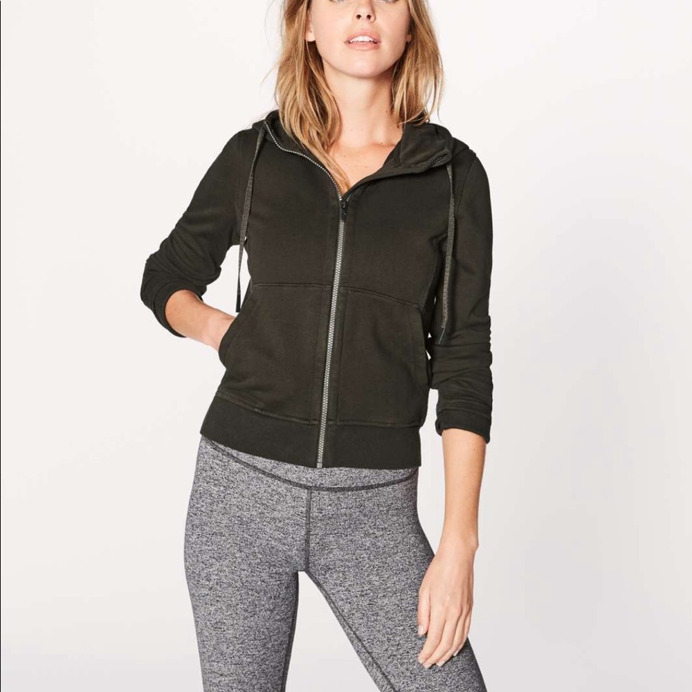 Lululemon Dark Olive Press Pause Jacket, Size 6